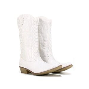 Coconuts White Gaucho Snakeskin Boots